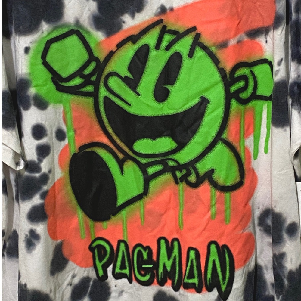 Pac-Man Mens Short Sleeve Washed T-Shirt Neon Graffiti Tie Dye Dalmatian 2XL